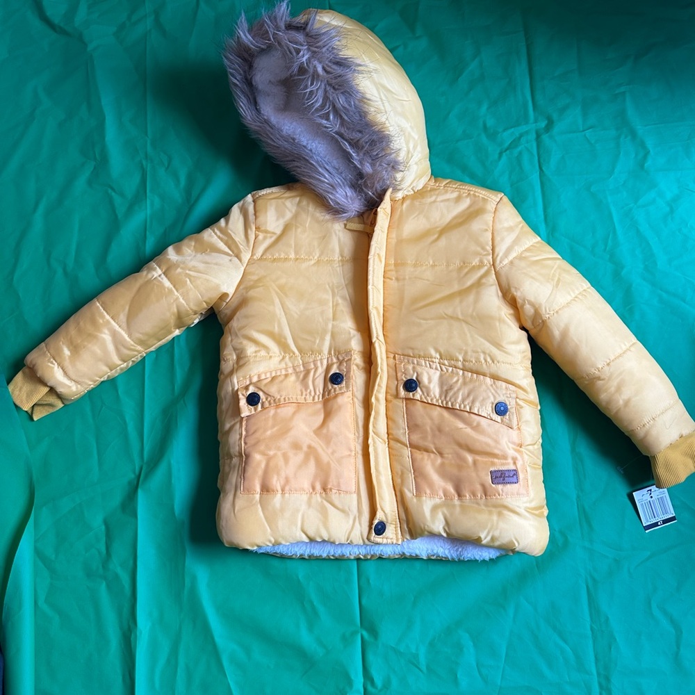 NWT 7 For All Mankind Yellow Plush Soft Puffy Coat Jacket 4T